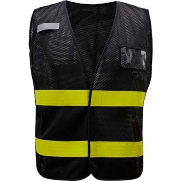Gss Safety GSS Safety Incident Command Vest- Black Vest w/Lime Prismatic Tape-One size Fits All 3115